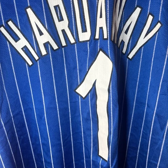 90s Champion Blue and White Penny Hardaway Orlando Magic Pin-Striped Jersey - Picture 8 of 8